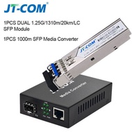 JT-COM Gigabit SFP Media Converter 1000Mbps Fiber to RJ45 Fiber Optic SFP Fiber Switch with SFP Modu