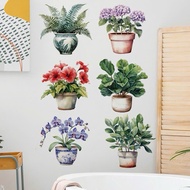 Wall decal of 6 flower pots to decorate homes and shops.