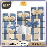 HOT SALE  【1 Pack100 Pulls x 4-Ply】Ribbon Tissue Paper  Facial Tissue Quality Tissue 4ply cotton tissue纸巾包装纸巾外带纸巾