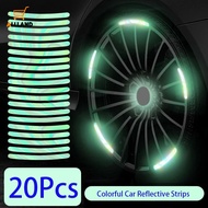 20 Pcs Reflective Stripe Tape/ Car Motorcycle Wheel Hub Sticker/ Driving Safety Luminous Universal Sticker for Car Styling Accessories