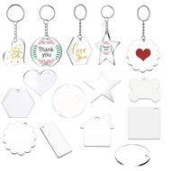 【Ready stock】热转印DIY手工纪念品透明 爱心圆形钥匙链多色流苏亚克力钥匙 wV690Uu7gw1022