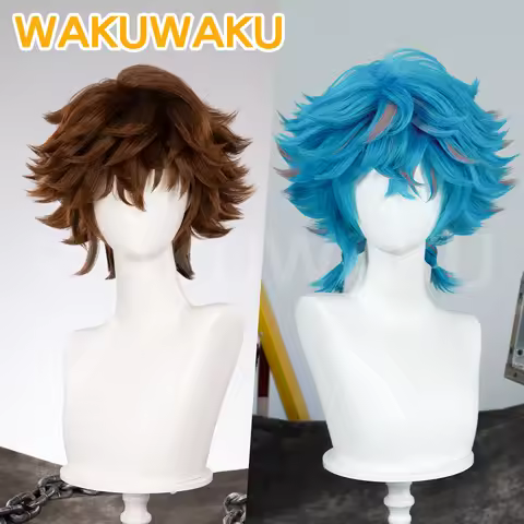 IN STOCK Isha Wig Game LOL Cosplay WakuWaku Women 35cm Short Blue Hair Arcane Season 2 Isha Cosplay 