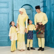 Baju Kurung Sulam Baju Kurung Set Ibu dan Anak Baju Kurung Moden Soft Yellow