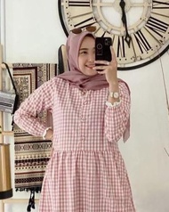 ZELINE Tunik fashion Pengajian Cewe Dewasa Aplikasi Renda Bisa COD Midi Dress Kerja Cewek Abg Bahan Katun Terbaru Pakaian Outfit Kampus Perempuan Ibu Ibu Busui Kekinian Baju Muslim Kondangan Style Korean Kotak Kotak Gamis Pertemuan Wanita Original 2022