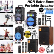 BAAB-B-Q8 EXTRA BASS 6000W 8”PORTABLE STEREO SPEAKER SYSTEM Mic & 2 Remote 300W NDR-P44/P55/P66/P08