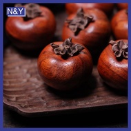 N&Y   1/3PCS Lifelike Wooden Persimmon Fruit Ornament Features Clear Wood Grain And Can Be Used As A