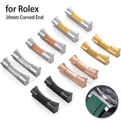 20mm Stainless Steel Curved End Link for Rolex Submariner Metal Seamless Connection for Daytona 1165