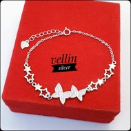 925 Silver Butterfly Bracelet with White Gold Plating - Original 925 Anti-Rust Women's Bracelet Jewe