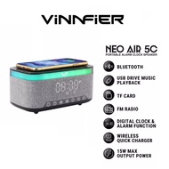 Vinnfier VF Neo Air 5C Alarm Clock Portable Wireless Bluetooth Speaker Wireless Charging Charger for