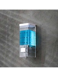1入單頭/雙頭透明條紋牆掛手動肥皂液分配器,適用於家庭、浴室、旅館,單頭需免鑽安裝,兼容乾洗手消