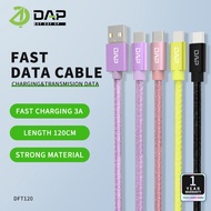 DAP DFT120 data cable high speed data transfer USB to Type C 3A Kabel data fast charging