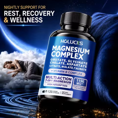 Magnesium Complex Capsules, with Vitamin B6, Support Sleep, Bone, Heart Health, Stress Relief, Muscl