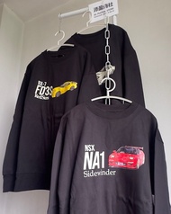 日本經典動漫頭文字D RX-7 FC3S FD3S RedSuns NSX NA1 Sidewinder男裝女裝跑車印花長袖圓領抓毛薄款衛衣秋冬保暖t shirt tee恤 黑色 oversize加大