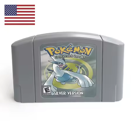 USA NTSC Version English Pokemon Silver N64 Retro Video Game Consoles 64bit Game Cartridge for N64
