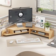 鬼佬倉 - 轉角電腦增高架（棕色）右邊 顯示器螢幕底座抬高架 辦公室工位轉角桌面收納架 桌上型整理器 電腦顯示器支架 雙螢幕顯示器支架 桌面整理器 收納架