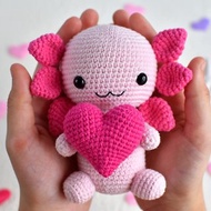 Axolotl plush with heart / Axolotl gift / Axolotl decor