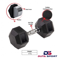 ROX Dumbbell Hexagonal Rubber 20 Kg Barbell Dumbbell Barbell