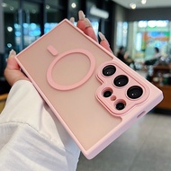 Luxury Matte Magnetic Phone Case for Samaung Galaxy S24FE S25 S24 S23 Ultra S24 S25 Plus Lens protec