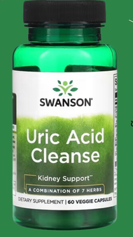 พร้อมส่ง Swanson Uric Acid Cleanse 60 Veggie Capsules ลด ล้างยูริค ยูริก ปลอดภัยต่อไต