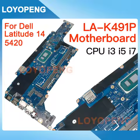 Laptop Motherboard for Dell Latitude 5420 LA-K491P With CPU i3 i5 i7-11th Mainboard Tested Good
