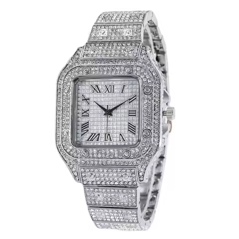 Luxury Watch Golden Rose Gold Silver Hip Hop Mens Watch Fashion Cool Bling Diamond Stylish All Diamo