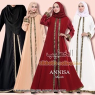 abaya annisa ibu (tersedia couple anak) jetblack &amp; maxmara alkhatib - hitam l