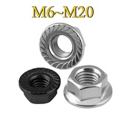 [Nut] 304 Stainless Steel Young Thread Flange Hex Nut Fine Thread Lock Nut with Pad Anti-slip Lockin