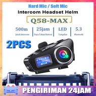 COD 2PCS Y10/Y12PRO/Q58-MAX Intercom Headset Helmet Bluetooth 5.3 LCD Screen Waterproof Rain Radio M