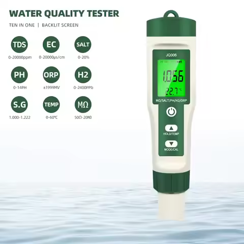 10 in 1 Water Quality Tester PH EC TDS ORP H2 Fertile Salinity S.G Resistivity Temp PH Meter Tester 