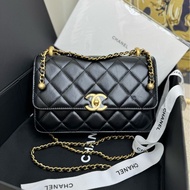 【99❤️全套】Chanel 24C雙金珠金球鏈條包 黑色 單肩斜挎包