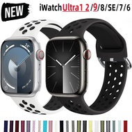 Silicone Breathable Strap for Apple Watch 7 8 40mm 44mm 41mm 45mm 38mm 42mm for Sport Band IWatch Se