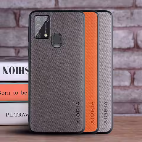 Case for Samsung Galaxy M31 M51 coque Luxury textile Leather skin soft TPU hard phone cover for sams