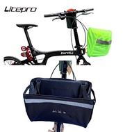 Litepro Big Capacity Pocket Front Bike Frame Cycling Basket Bag With Waterproof Cover For Brompton/Birdy Folding Bicycle
