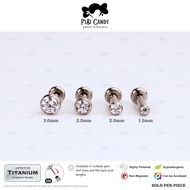 FiBiCandy Micro Astm F136 Titanium Earring Threadless Push Pin Labret Disc Bezel Setting