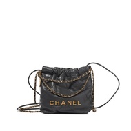 Chanel Black and Silver Quilted Calfskin Mini 22 Bag Silver Hardware, 2023