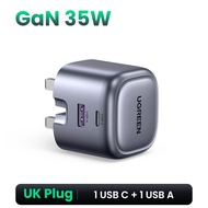 UGREEN 35W GaN Fast Charger Travel Charge 1 USB C 1 USB A Port Charger with QC Portable for MacBook 
