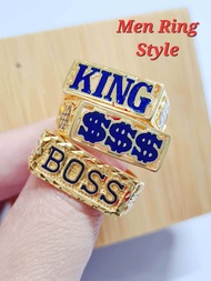 Wing Sing Cincin Emas King Dollar Boss Men Ring / 916 Gold Men Logo Ring 霸气男装戒指