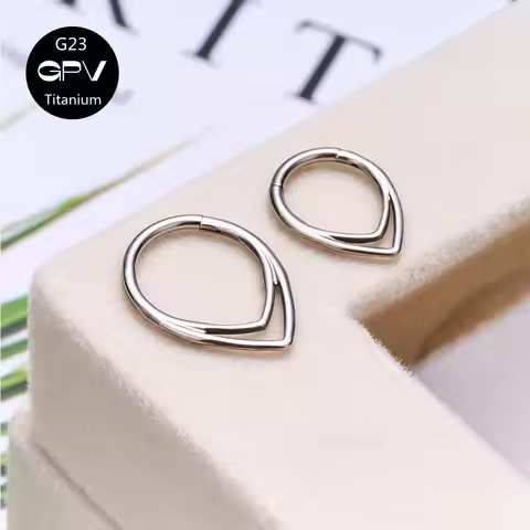 G23 F136 Titanium Droplet Shaped Nasal Septum Ring Vacuum Gold-Plated Nose Ring Men's And Women's Pe