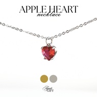 MERAH Apple Heart Necklace - Red Heart Necklace - Titanium