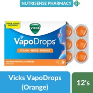 Vicks Vapo Drops Orange Menthol Lozenges 12's [Cough/Nose/Throat]