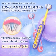 3-sided children's toothbrush with soft wool bristles, cute animal design kids toothbrush baby tooth