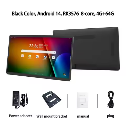 21.5 Inch Android 12/13 Tablet With Narrow Edge 1920*1080P Big Screen Wall-Mounted HDMI Input Black 