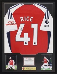 懷斯Rice Arsenal 英超阿仙奴親筆簽名球衣連證書展示框