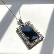 墨翠翡翠無事牌設計款項鍊  925純銀 | 天然緬甸玉翡翠A貨 | 送禮