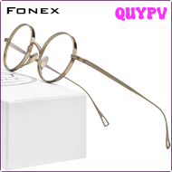 QUYPV FONEX กรอบแว่นตาไทเทเนียมบริสุทธิ์วินเทจผู้ชายแว่นตาแว่นสายตาสั้นวินเทจใหม่2021สำหรับผู้หญิงแว่นตา F85644 APITV