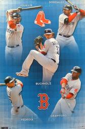 MLB紅襪Kevin Youkilis, Adrian Gonzalez, Carl Crawford, Dustin Pedroia Clay Buchholz原版海報