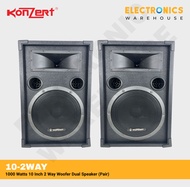 Konzert  D-10 2-Way Speaker,1000W,10-Inch 2 Way Woofer Dual Speaker (Pair Speaker)