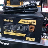 ℡₪❁Fortress YD80P-600W True Rated Gaming Power Supply 80+ Bronze PSU with flat cables