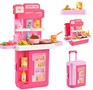 Kids Kitchen Playset, 4 in 1Play Kitchen for Kids Ages 4-8, Converted into a Trolley Box, 41Pcs Play
