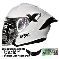 Helm JPX NOVA X SOLID WHITE GLOSSY SPOILER 3D HALF FACE DOUBLE VISOR ORIGINAL SNI DOT